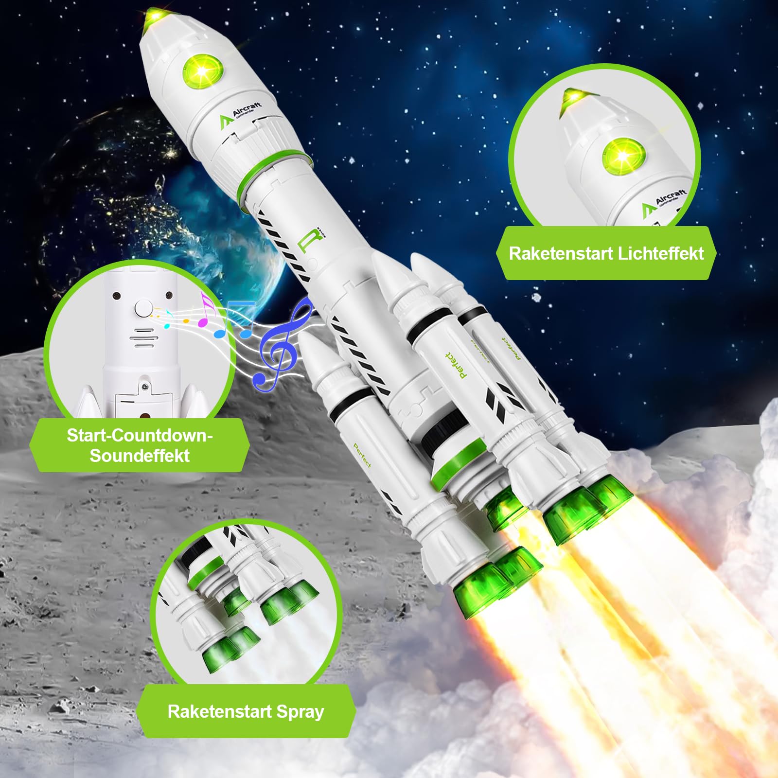 Herenear Space Raketen Spielzeug für Kinder, Space Shuttle Modell für 3 6 8 9 Jahre Kinder, Space Mission Raumschiff Spielzeug, STEM Luft Raumfahrt Raketenwerfer, 5-in-1 Lernspielzeug mit Motorroller