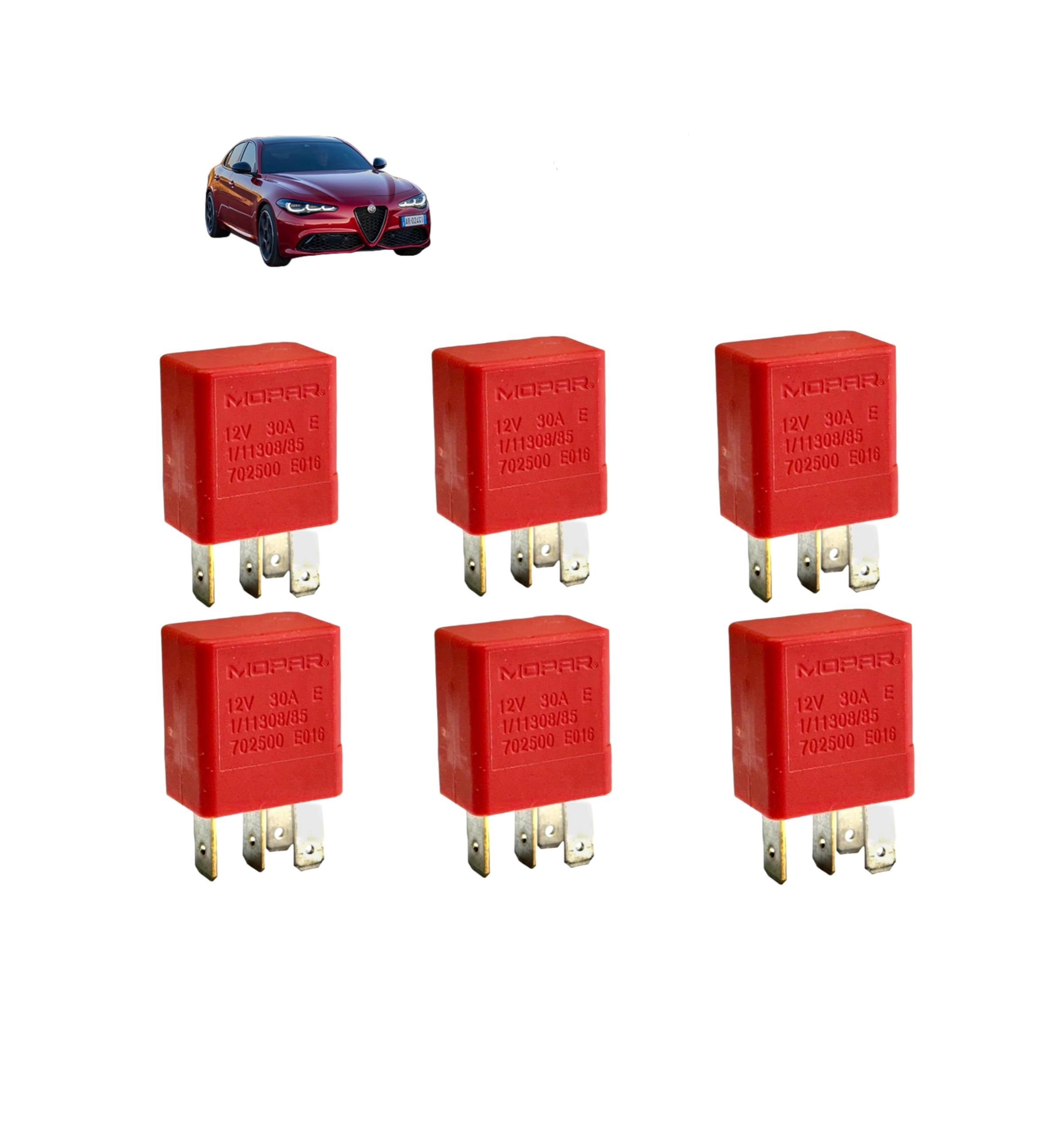 Kit sostituzione 6 Relè 12v 30a Adatti per Alfa Romeo Giulia Centralina 1/11308/85
