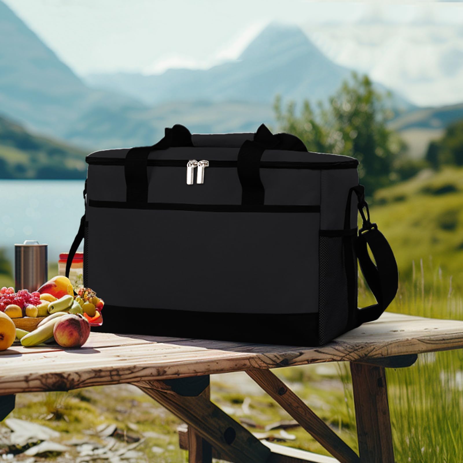 Thermotasche, Camping-Kühltasche für kalte Lebensmittel, 35 l, mit Schultergurt, hält Kälte und Wärme für Reisen im Wohnmobil
