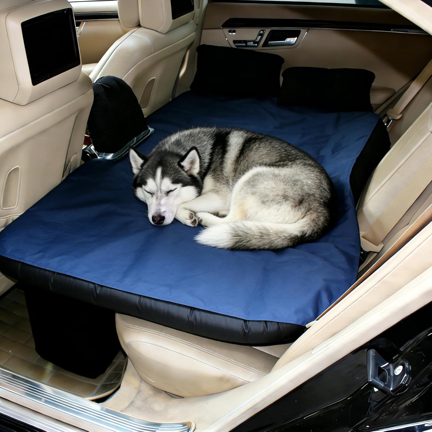 Inflatable Car Bed Mattress for Back Seat, Portable Air Mattress for Travel, Camping, SUV, Most Cars, Comfortable for Kids, Pets, Adults