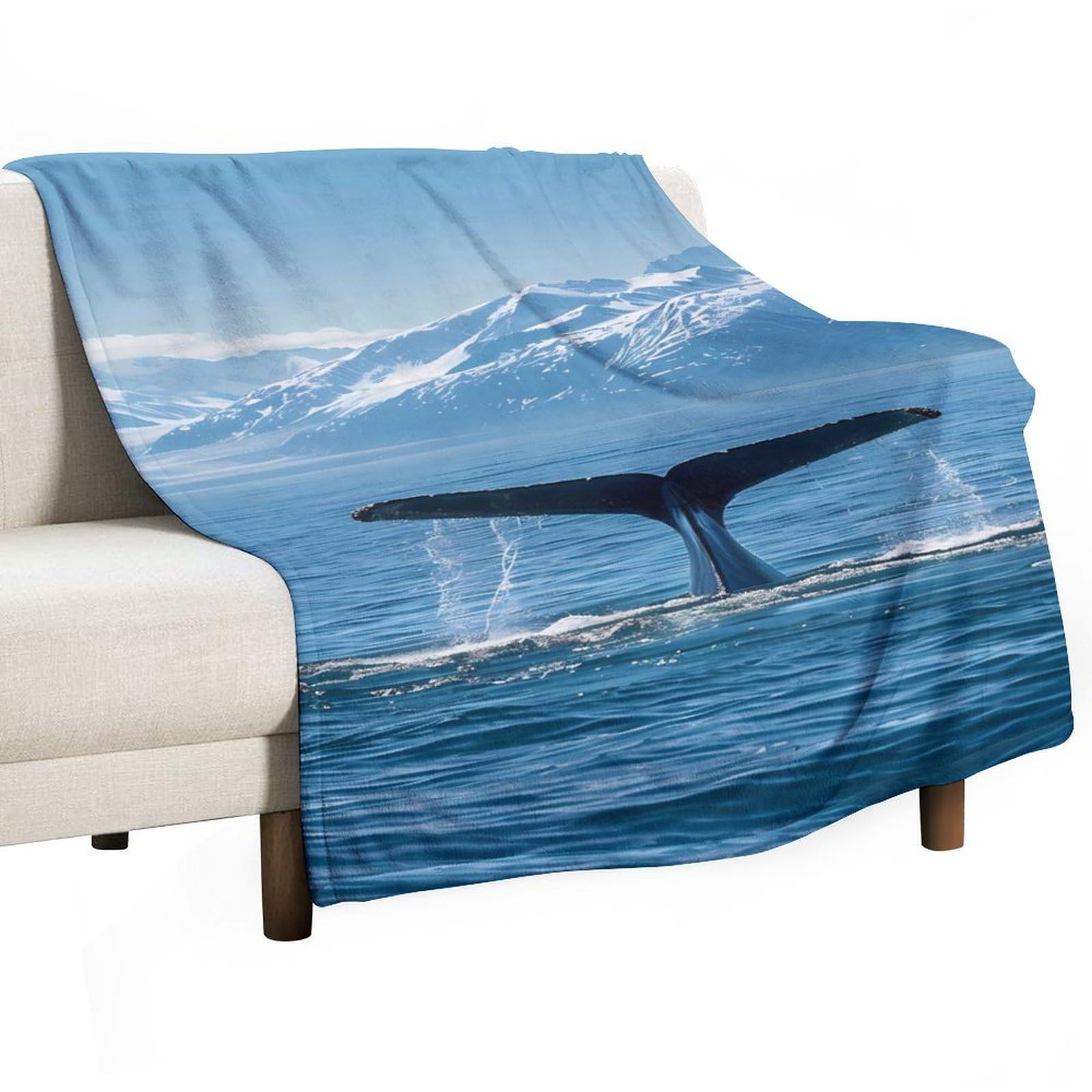 CGSBNGHA U.s.a-Alaska Whale Tail in Mountaines Flannel Fleece Blanket Lightweight Soft Throw Blankets for Sofa Couch Bed Chair