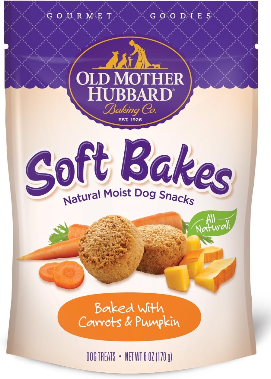 Old Mother Hubbard Gourmet Goodies Soft Bakes Natural Dog Treats, Carrot & Pumpkin, 6-Ounce Bag