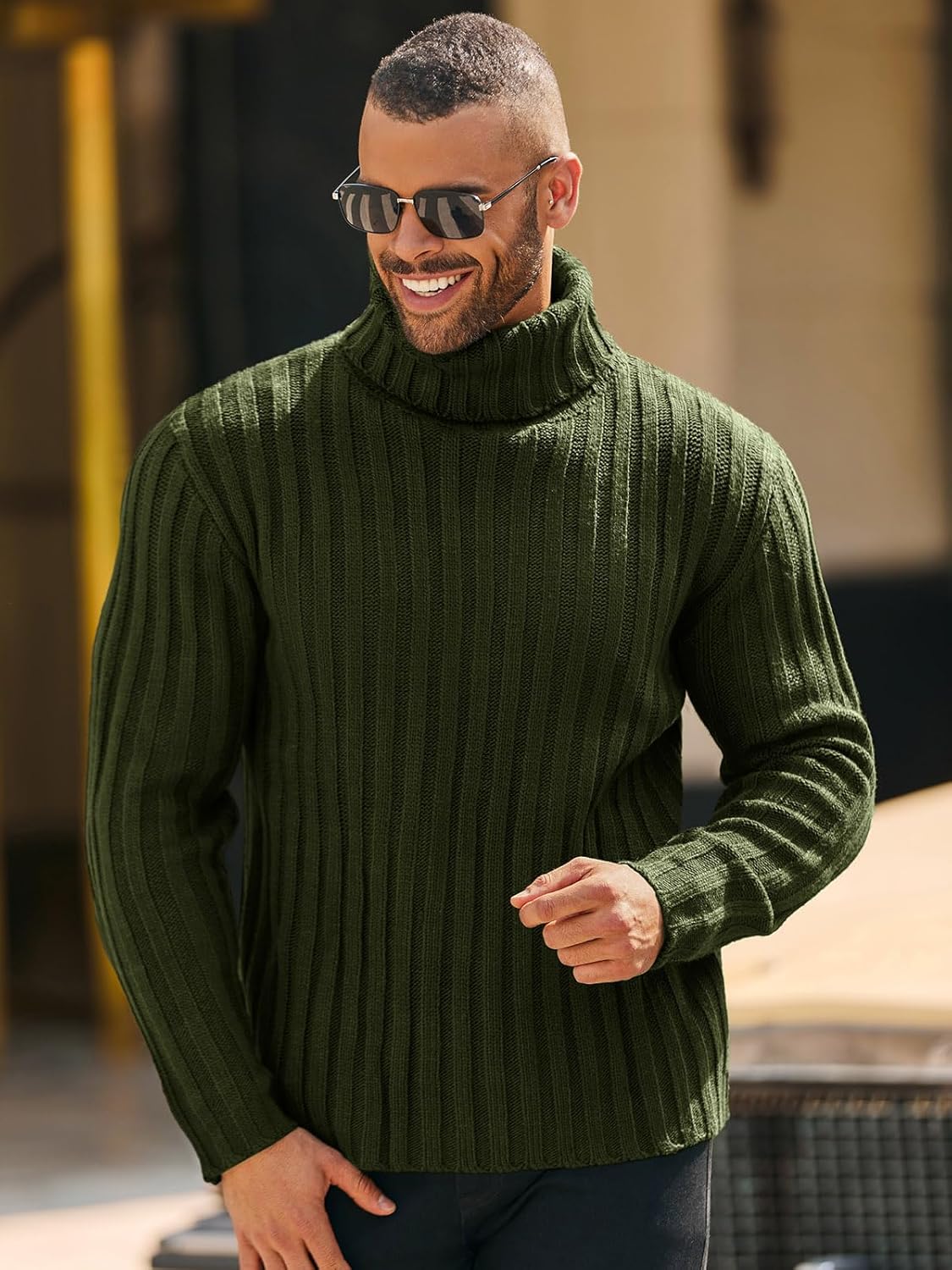 Runcati Mens Chunky Turtleneck Sweaters Cable Knitted Casual Slim Fit Fall Winter Warm Pullover Sweater - Image 2