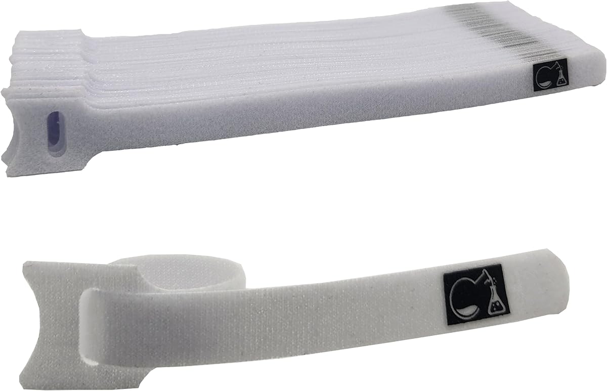 CableLock Cable Ties - 50 Pack - 8 Inch Reusable Cord Organizers - Clean Cable Management for Gaming and Home Office (White)