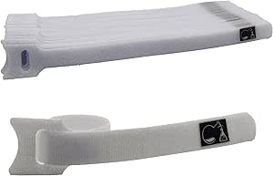 CableLock Cable Ties - 50 Pack - 8 Inch Reusable Cord Organizers - Clean Cable Management for Gaming and Home Office (White)