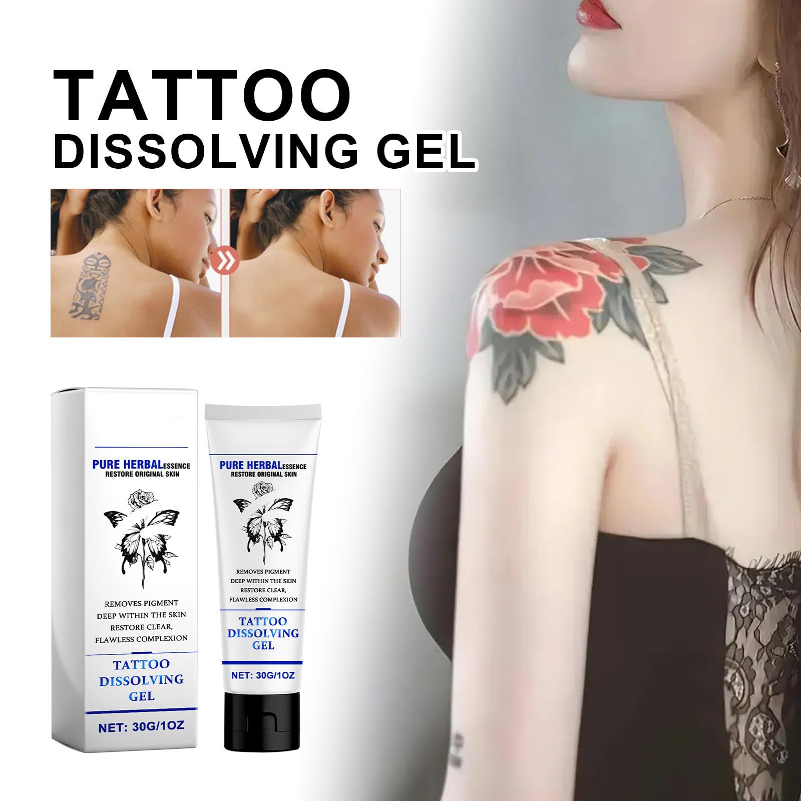 (02, F) Crema para Eliminar Tatuajes Naturalmente, Extracto de Planta, Rápida y Sin Dolor