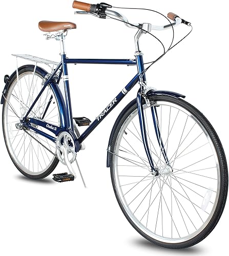 Vista 106 de Tracer Osaka - Bicicletas híbridas, marco de acero, Shimano Nexus Inter 3/7 velocidades, agarre marrón asiento marrón, bicicleta de carretera