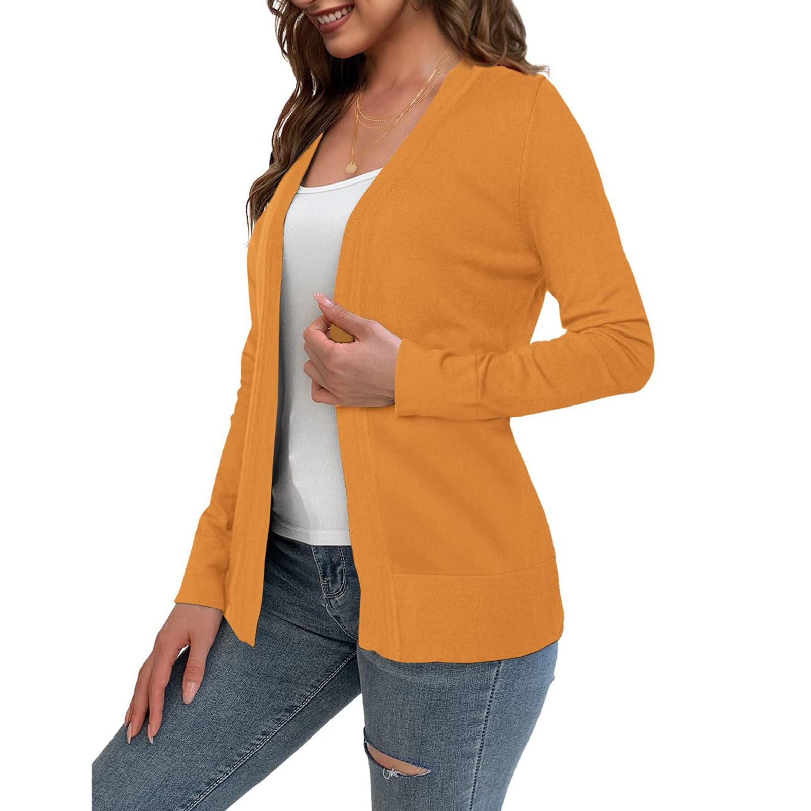 Generisch Cardigan corto da donna, elegante, a maniche lunghe, oversize