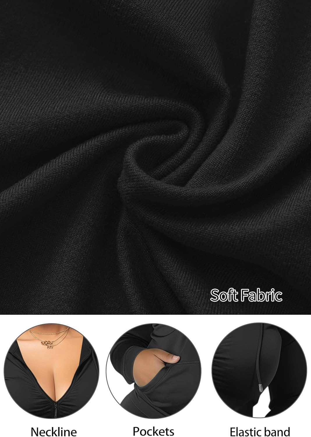 CLOCOR Womens 2 Piece Outfits Sweatsuits - Tracksuit Set Long Sleeve Crop Top & Drawstring Wide Leg Pants with Pockets - Image 6