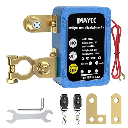 Miniatura 1 de IMAYCC Interruptor de apagado para automóvil, interruptor de desconexión de batería remoto de 12 V 240 A, interruptor de apagado de batería de