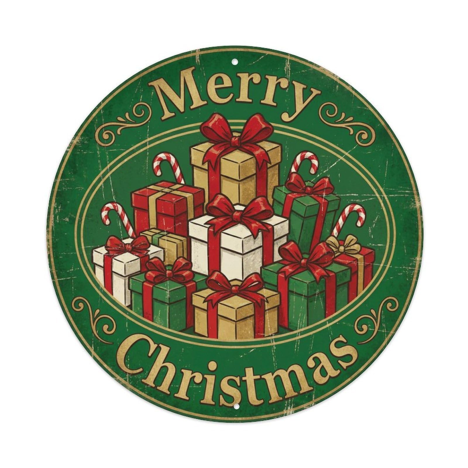 Merry Christmas Candy Cane Gifts Metal Tin Sign