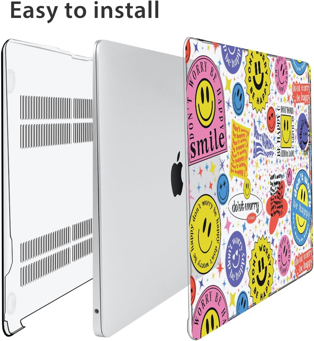 Compatible with MacBook Pro 13 inch Case M2 2023 2022 2021-2016 A2338 M1 A2251 A2289 A2159 A1989 A1706, Plastic Hard Shell Case&Keyboard Cover&Screen Protector&Webcam Cover, Smile