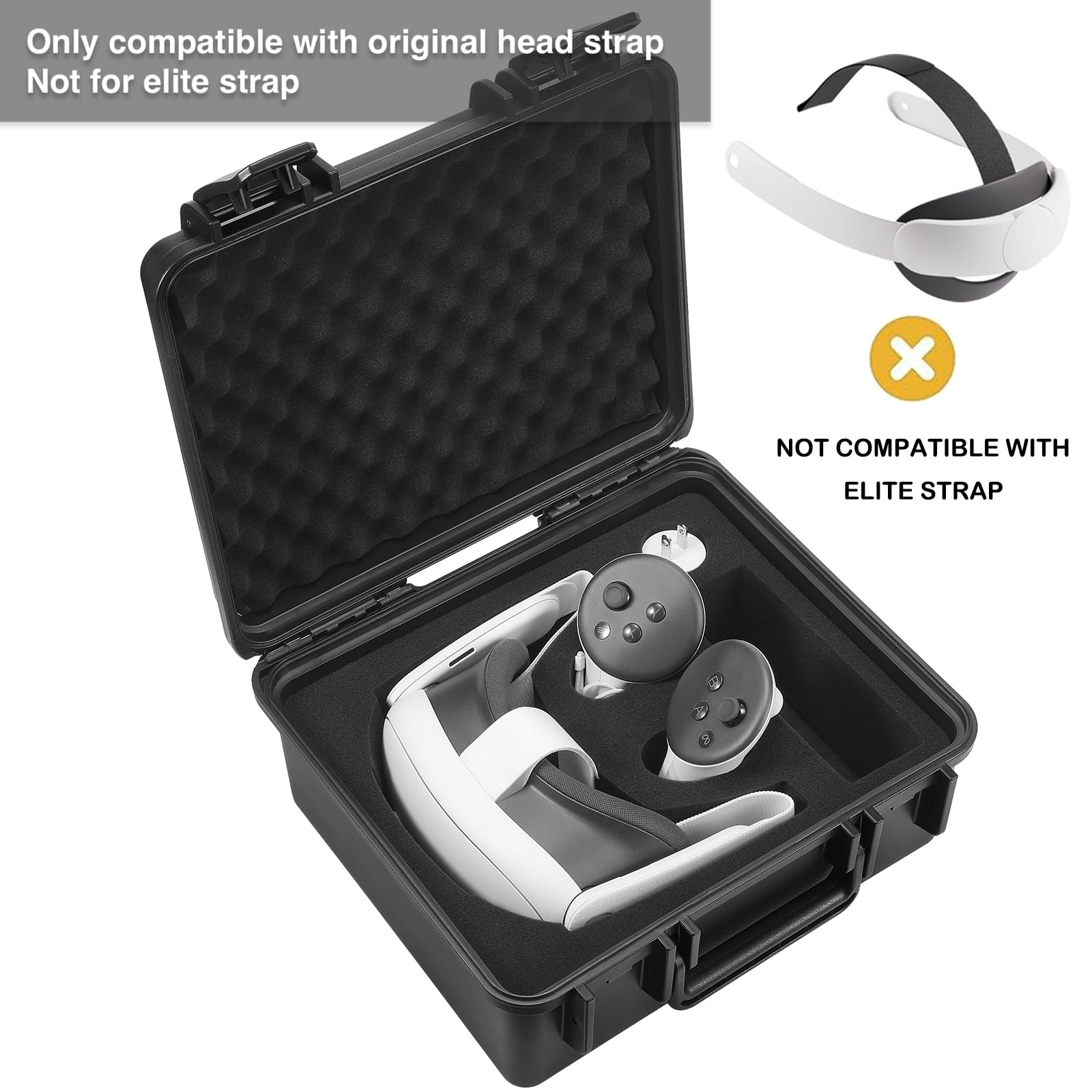 ZENACCE Hard Carrying Case Compatible with Meta Quest 3 VR Headset with Original Strap, Waterproof Travel Case Holds Controller and Accessories, Not Compatible with Elite Strap