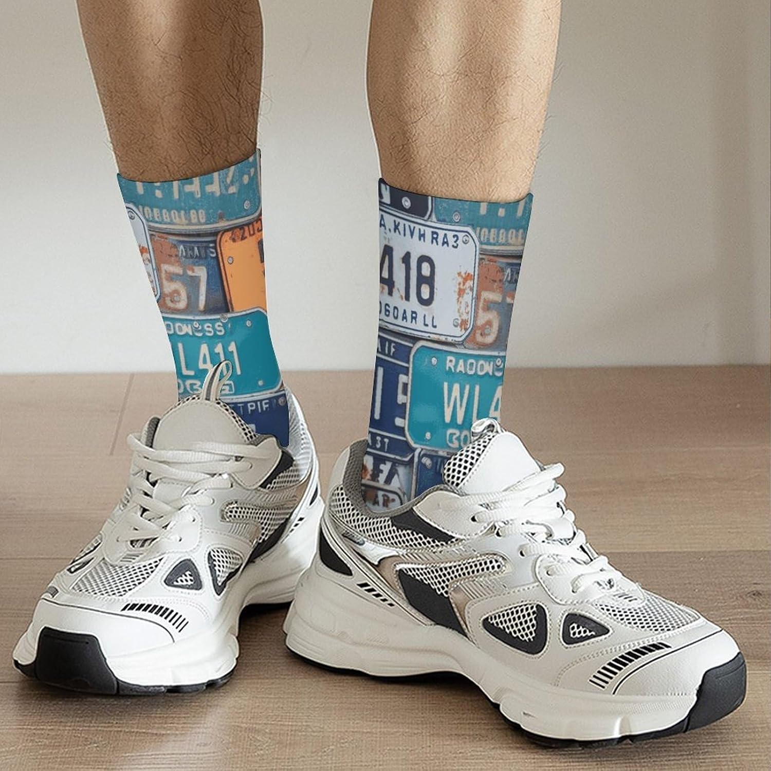 Moisture Wicking Socks, Breathable, Lightweight Crew Sock, Casual | License Plate Work Socks for Women Men, Elastic Soft Boot Socks for Travel, Seamless