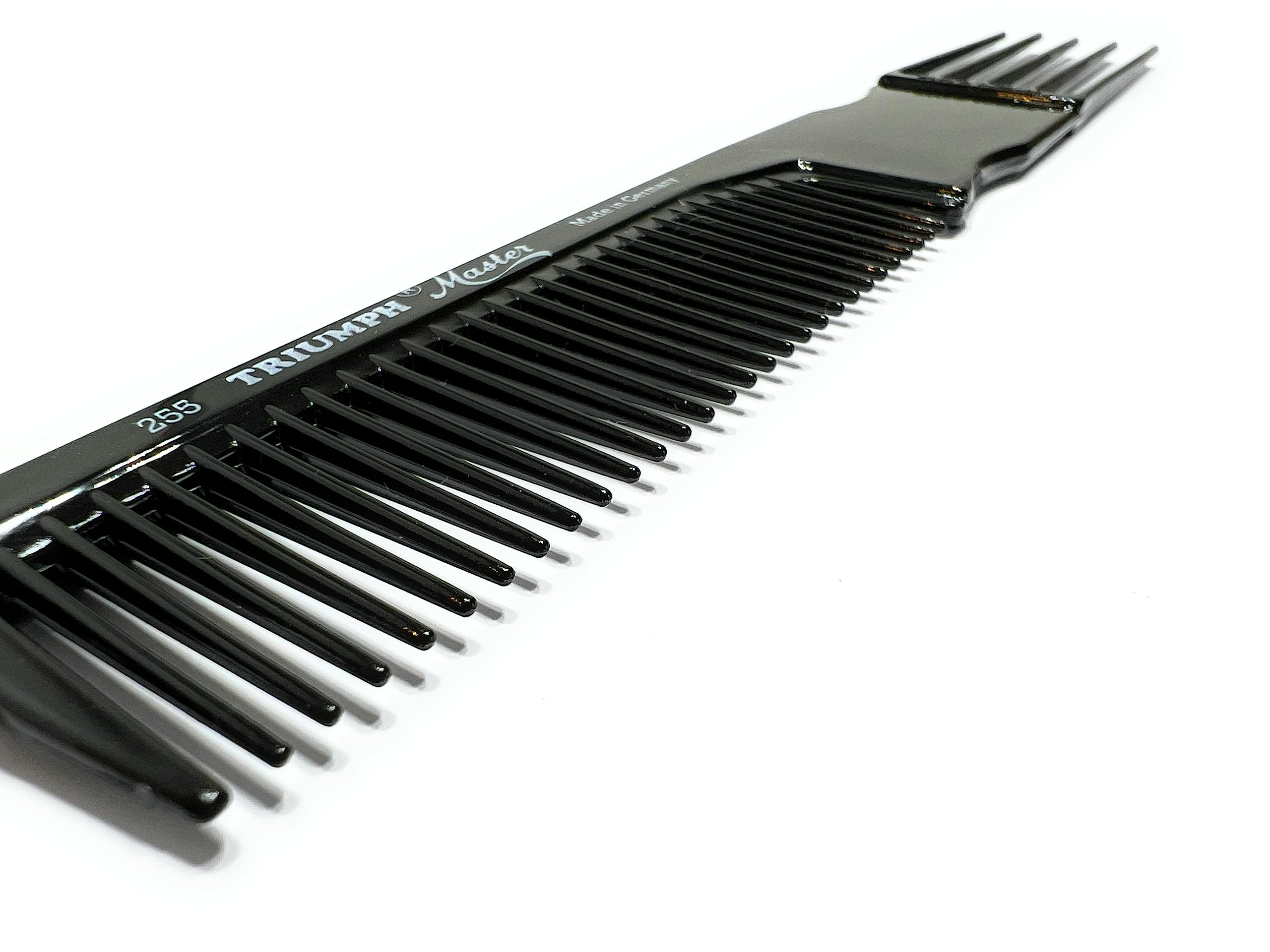 Hercules Sägemann Fork Comb 255 Triumph Master Approx. 20 cm Comb Black Even Teeth 5 Forks (255 bl) - Image 2