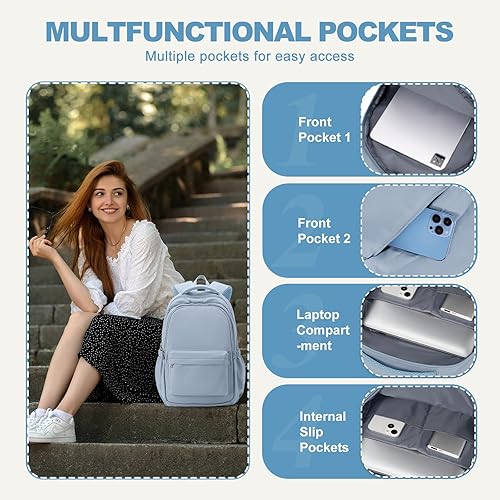 Miniatura 4 de Mochila ligera para mujeres y hombres, laptop, viajes, trabajo, casual, mochila universitaria, linda mochila de viaje estética, bolsa de artículos