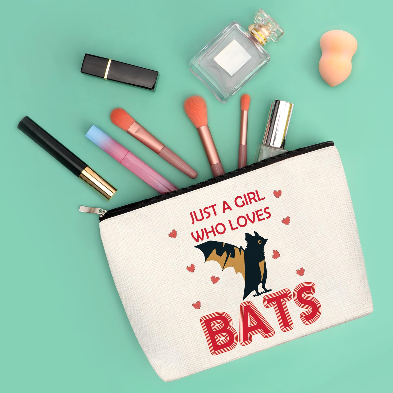 Funny Bat Gifts for Women Makeup Bag Bat Themed for Animal Lover Friend Sister Colleague Toiletry Bag Halloween Christmas Birthdays Present for Daughter Her Girl Travel Cosmetic Pouch - Image 3