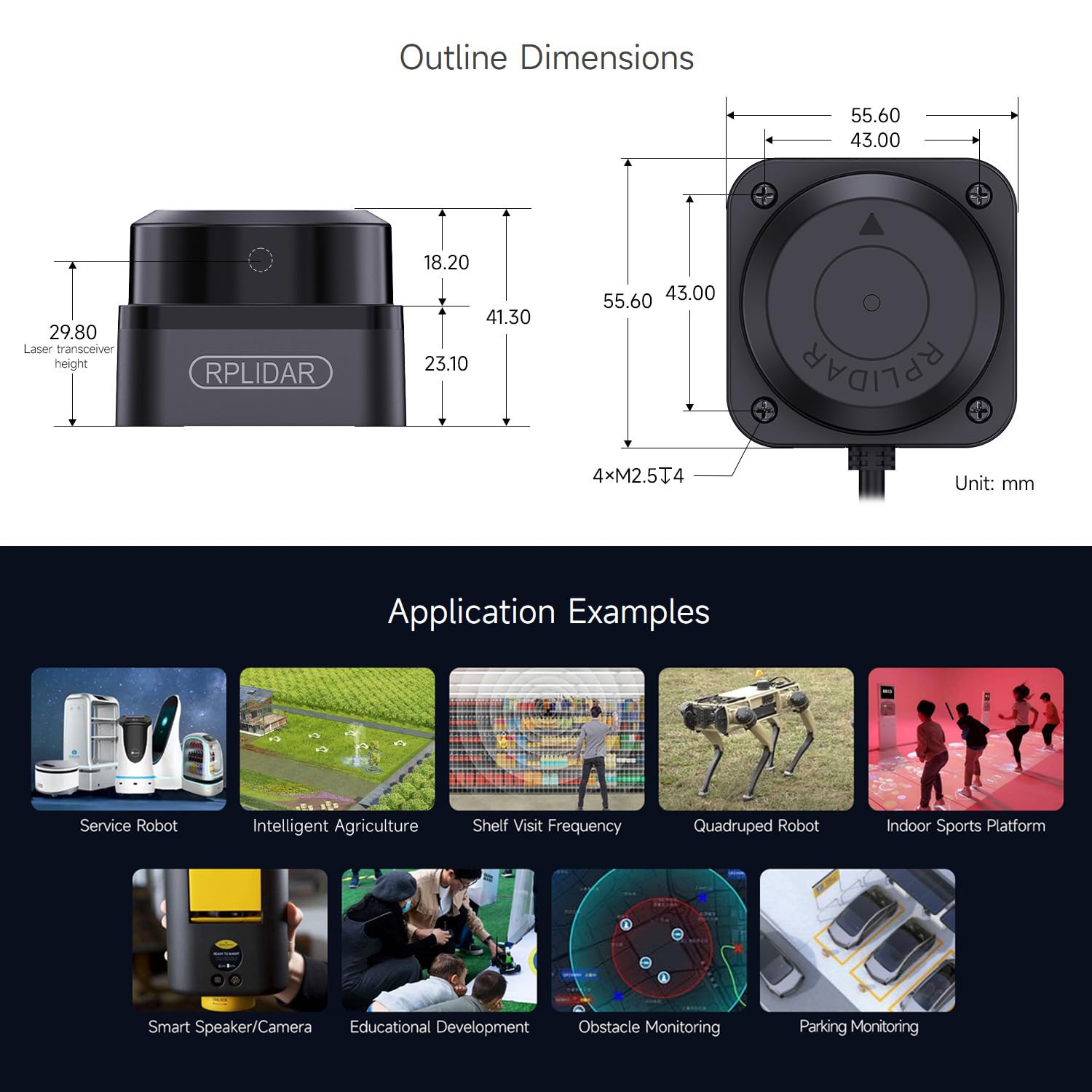 Waveshare Slamtec RPLIDAR C1 Laser Ranging Sensor, 360° Omnidirectional Lidar, Millimeter-Level High Definition, Anti-Interference and Anti-Adhesion, Compact and Easy to Integrate