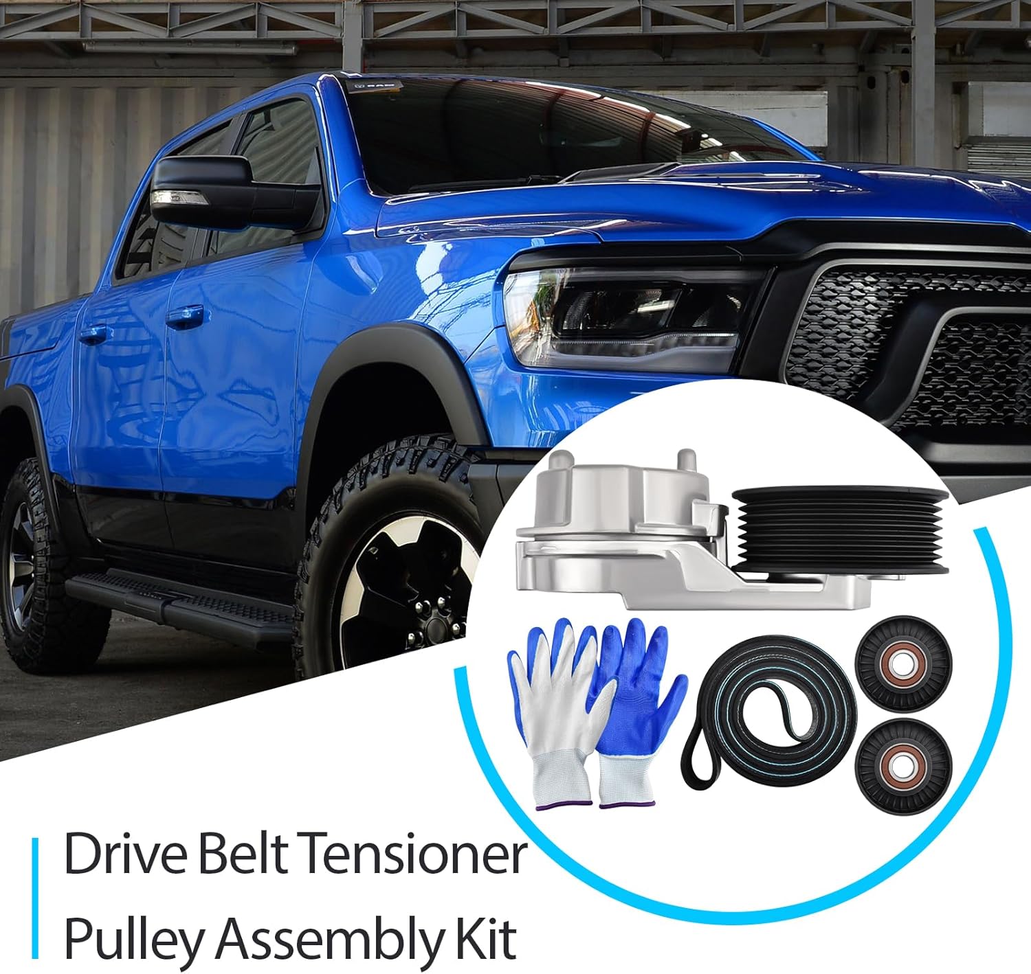 Drive Belt Tensioner Pulley Assembly Kit Compatible with Dodge Ram 1500/2500/3500 5.7L V8 2003-2008 Replace 38382 53032130AA 53032130AC 38058 7PK2570, Drive Belt Tensioner Component Kit