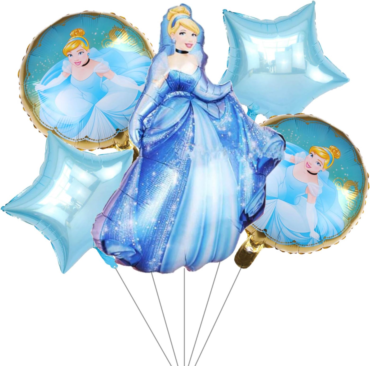 5PCS Cinderella Balloons for Kids Birthday Baby Shower Princess Theme Party Decorations