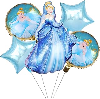 5PCS Cinderella Balloons for Kids Birthday Baby Shower Princess Theme Party Decorations