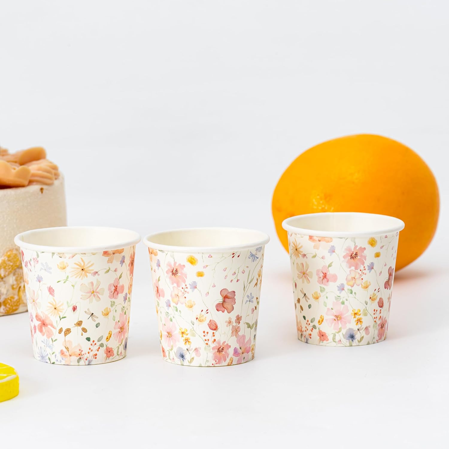 Crisky 150 Pack Paper Bathroom Cups 3oz Disposable Elegant Design Full Floral Small Mouthwash Hot/Cold Beverage Coffee Dessert for Birthday Parties Home-use Picnics Ceremonies - Image 2