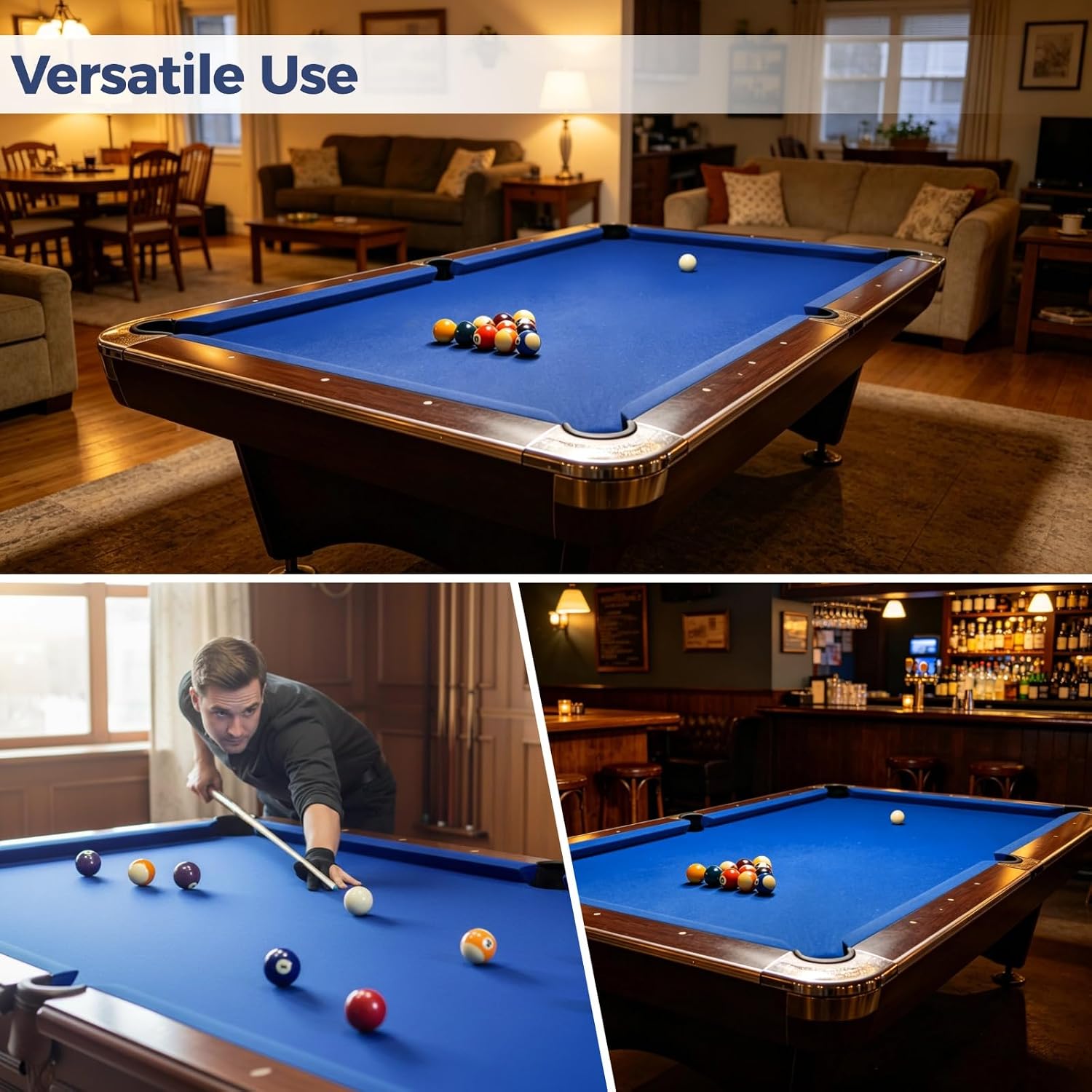 Pool Table Felt, 8FT Pool Table Felt Replacement Kit with 2 High-Elastic 3-Finger Gloves,Billiard Pool Table Cloth with 6 Rail Strips, High-Density Felt for Pool Table for Home Clubs Bars Indoor Games