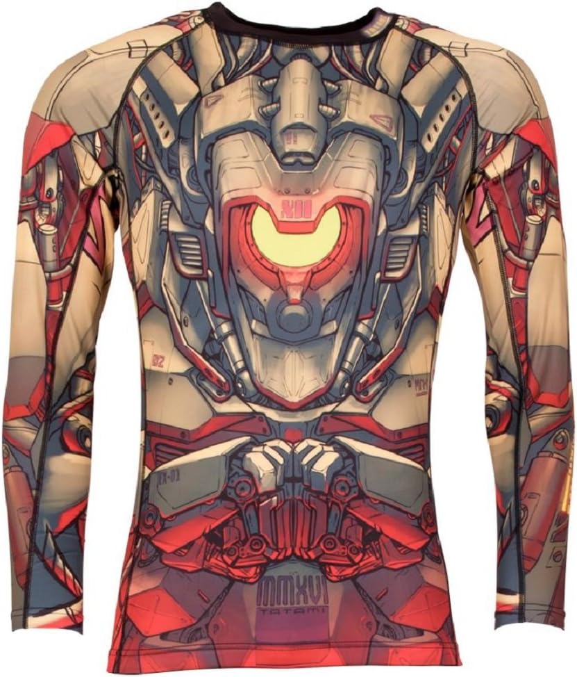 TATAMI Mech Warrior Rashguard Rash Guard BJJ MMA Grappling Compression Functional Shirt Top for Men