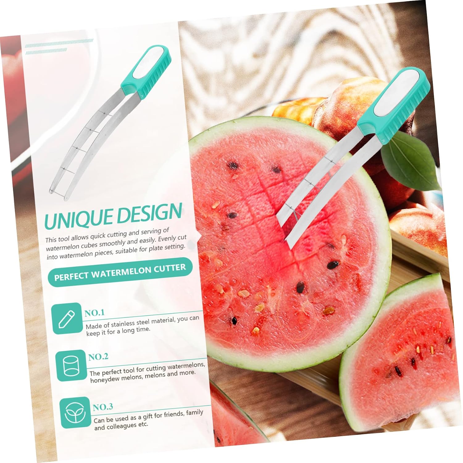 GLEAVI Stainless Steel Watermelon Cutter with 304 Blade for Quick Cutting