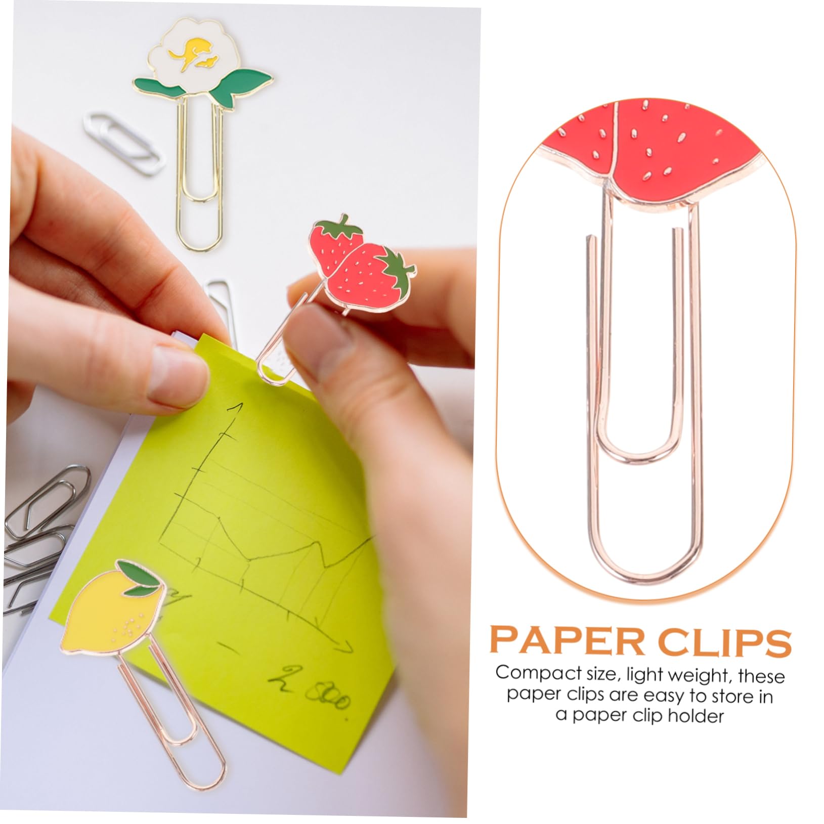 HOMSFOU 5 Set Segnalibro Di Clip Di Carta Da Frutto Clip Di Carta Decorativa Graffetta Per Fogli Ufficio Adornare Graffette Creative Clip Di Carta Da Lega Di Zinco 6 Pezzi*5