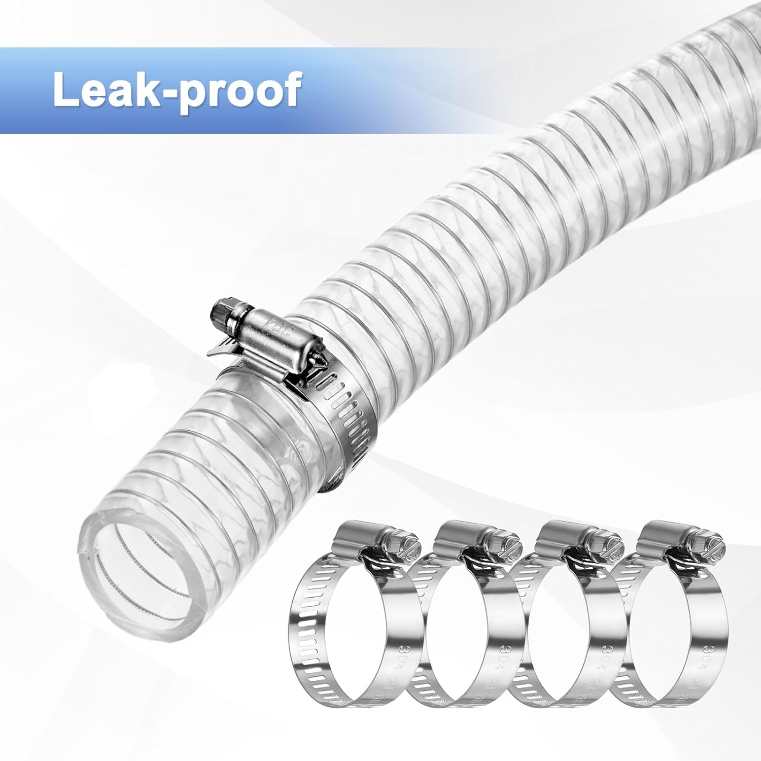M METERXITY Suction Hose, 1 ID x 10 ft Clear Steel Wire Flexible Tubing, High Pressure PVC Oil Drain Hose Tube for Marine Bilge Pump Pond Garden Pool, with 2 Clamps