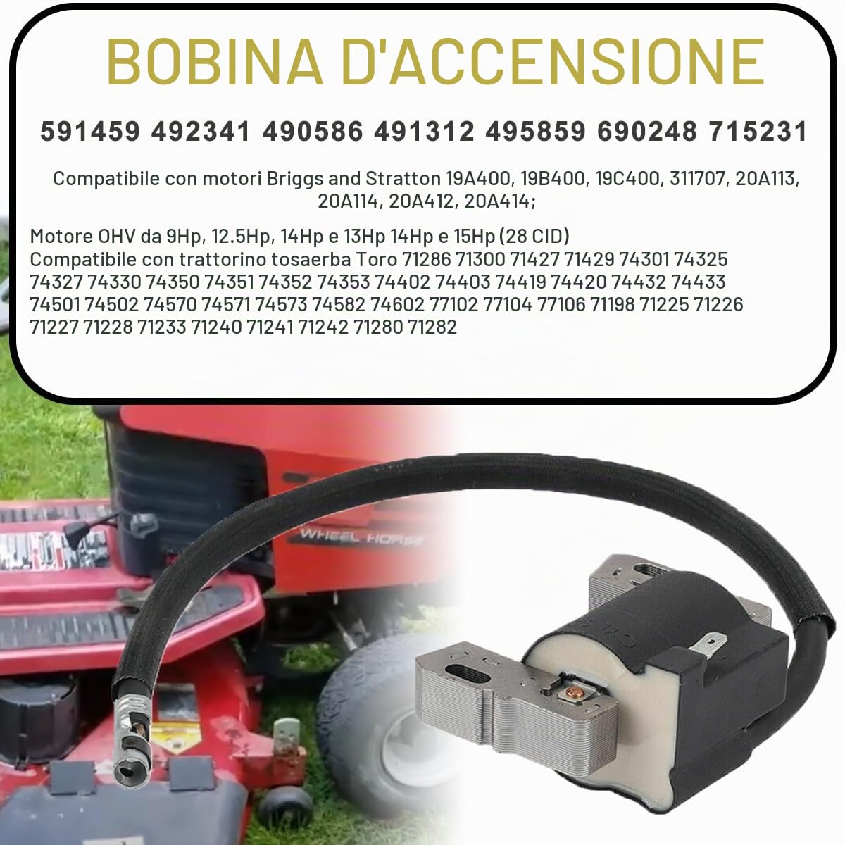 ZAMDOE 591459 Bobina di accensione Magneto Armatura di ricambio per Briggs and Stratton 19A400 19B400 19C400 20A114 Parti di motori per tosaerba 492341 491312 495859 490586 per Toro trattorino