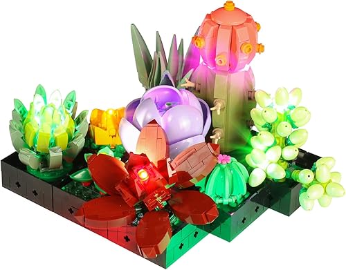 Miniatura 5 de Northlovf Kit de luz LED para Lego Succulents 10309 Juego de construcción de decoración de plantas, fuente de alimentación USB o fuente de