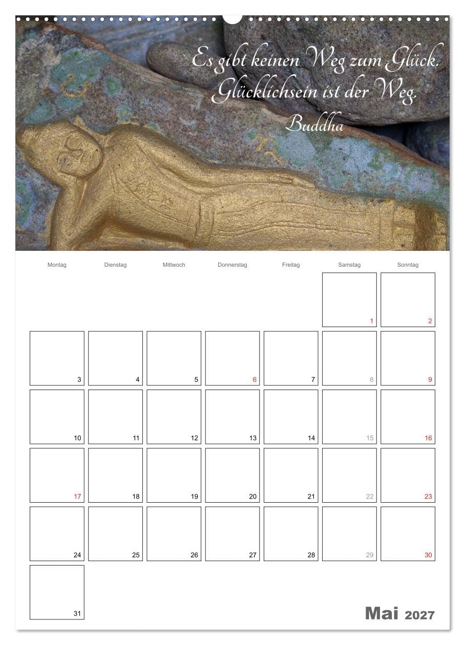 CALVENDO - Harmonie und Freude Buddhistische Weisheiten 2027 (Wandkalender 2027 DIN A2 hoch), Monatskalender: Ein Planer mit buddhistischen Weisheiten für die ganze Familie