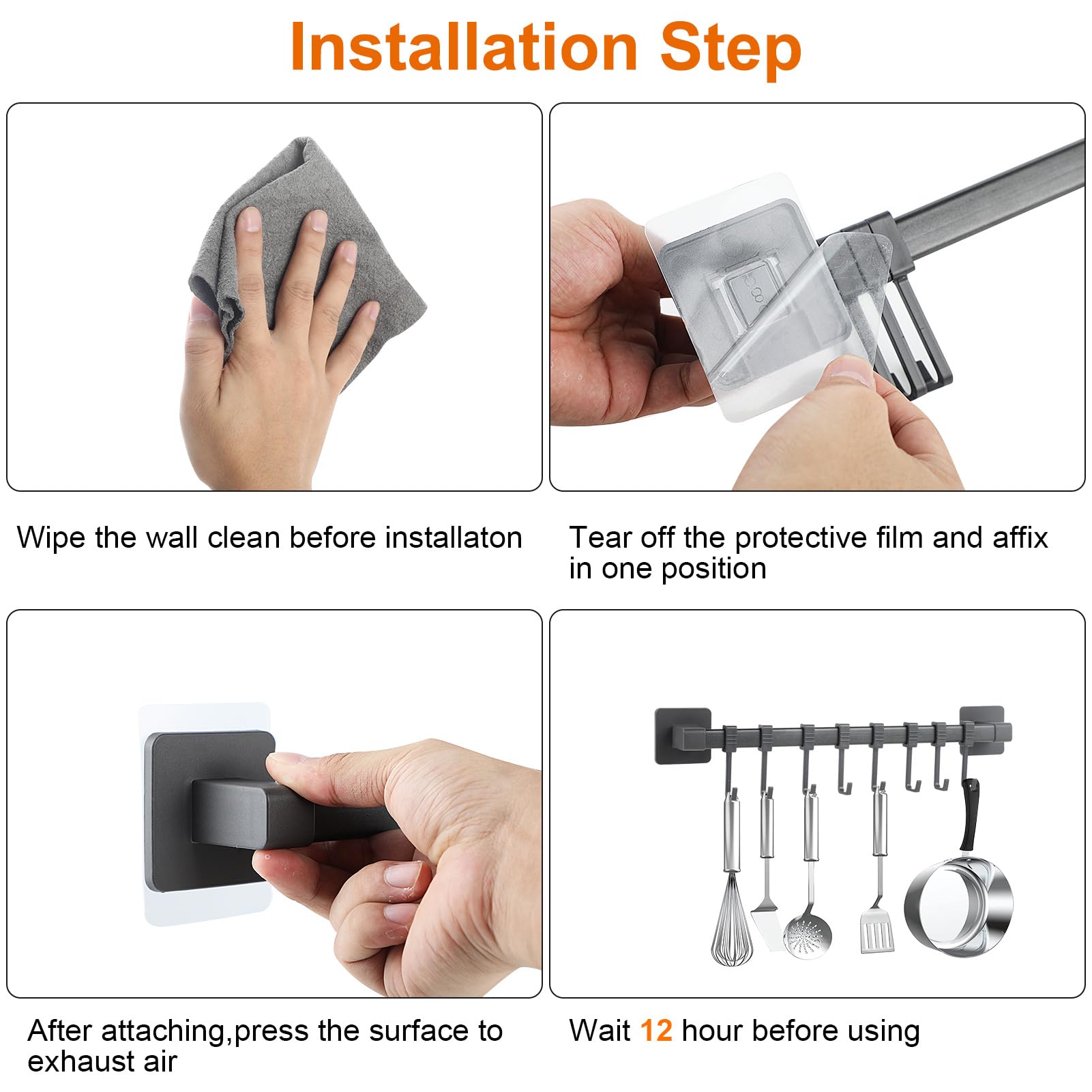 Ganci Da Cucina Autoadesivi - 8 Ganci Mobili Per Utensili E Pentole - Foto 13