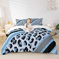 Vista 14 de Juego de funda de edredón para niños con estampado de leopardo, tamaño individual, juego de ropa de cama de moda de piel de guepardo abstracto