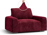 Paulato By Ga.I.Co. Armchair Slipcovers - 1-Piece Furniture Protector - Form Fit, Machine Washable -Velvetcollection - Burgundy Color