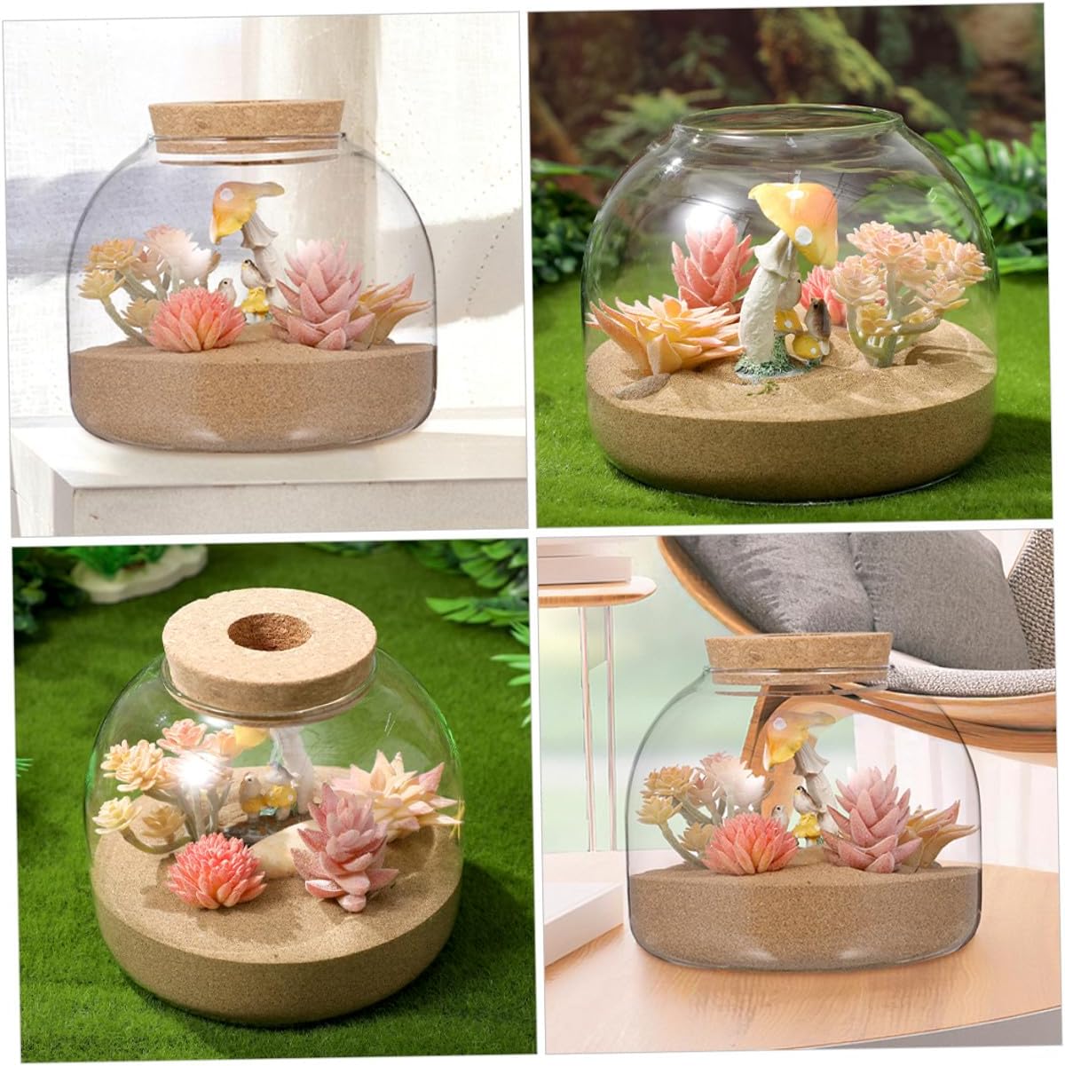 ibasenice 2pcs Glass Moss Plant Bottle Terrarium with Cork Stopper for DIY Micro Landscape Home Decor Hydroponic Succulent Planter Jar