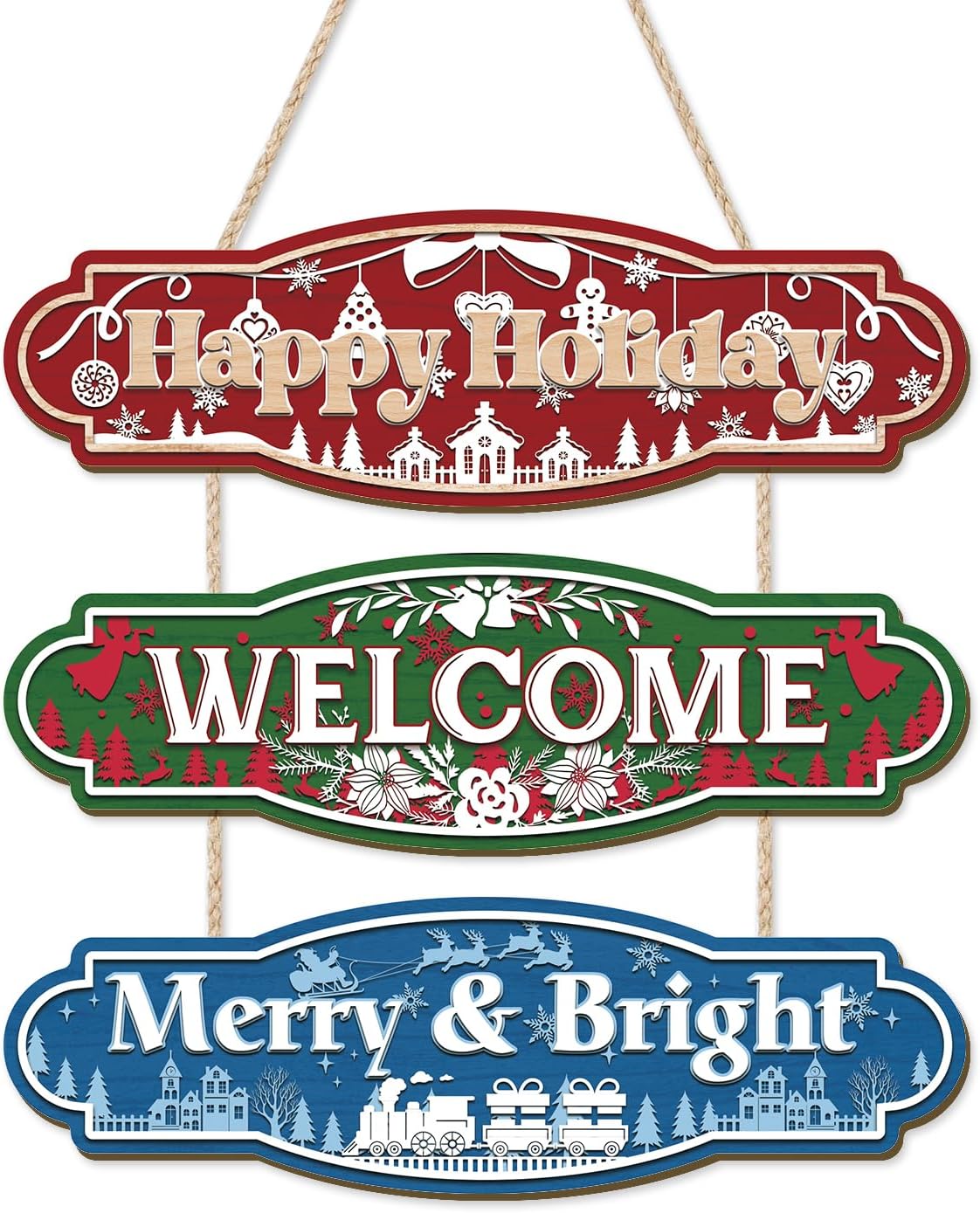 CHDITB Christmas Home Decor Sign, Happy Holiday Wood Sign, Merry Christmas Wooden