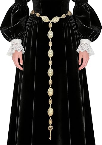 Medieval Waist Chain for Women, Vintage Gothic Witch Renfaire Belt | Features Celtic Chain Details and Vintage Metal Design, 47.2 Inch Adjustable Length for Renaissance, Witch Costume Outfits