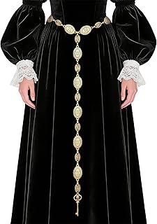 Medieval Chain Belt for Women - Silver Renfaire Gothic Witch Belts for Dresses