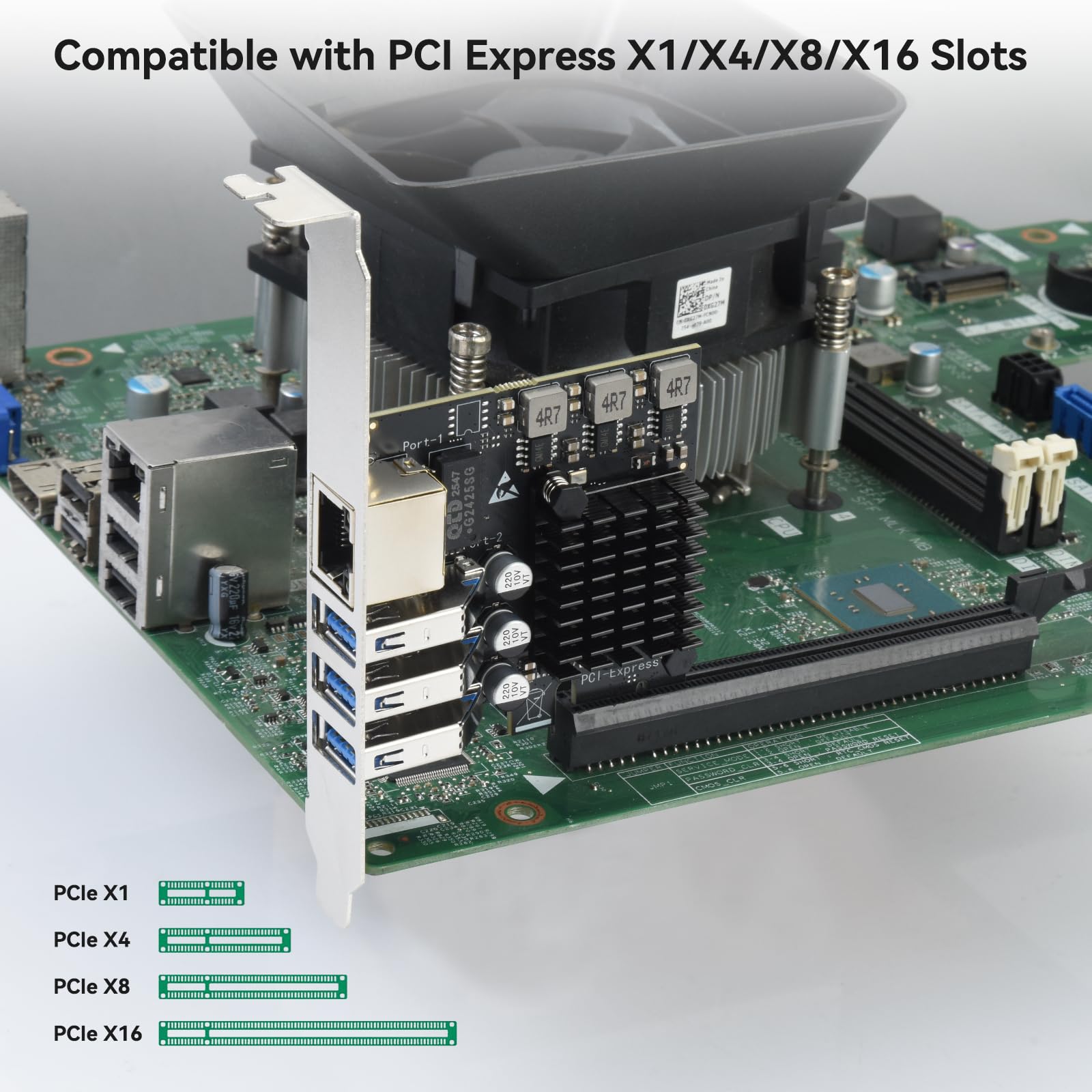 ELUTENG Carte d'extension PCIe vers USB 3.0 + Carte réseau Gigabit, 3 Ports USB Type-A + Adaptateur réseau 10/100/1000Mbps avec Puce RTL8153 pour Windows XP/Vista/Win 7/Win 8/Win 10