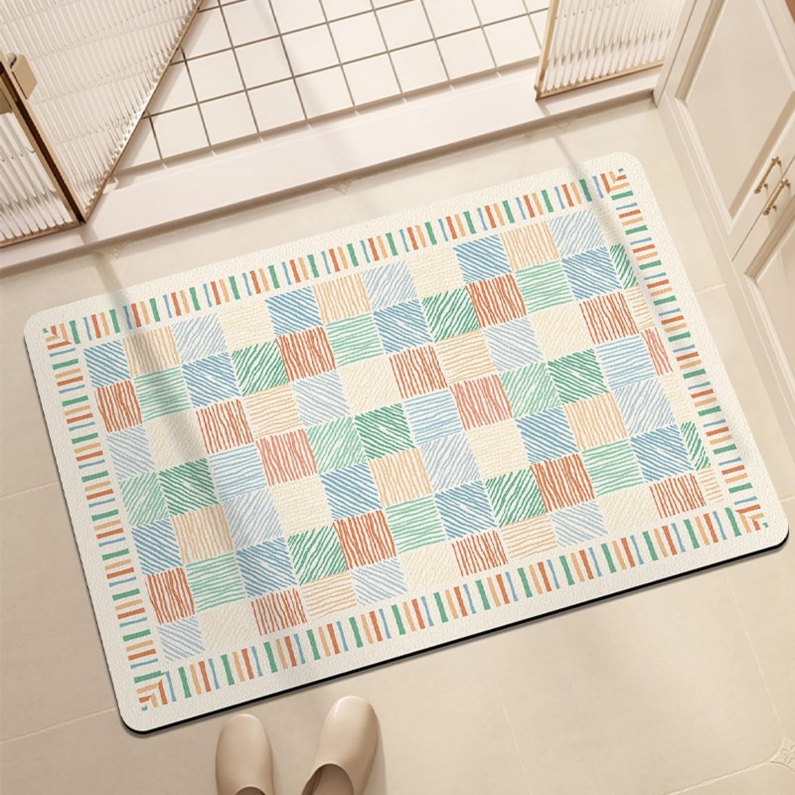 Tapis de bain diatomite élégant motif coloré 40x60cm de prestige