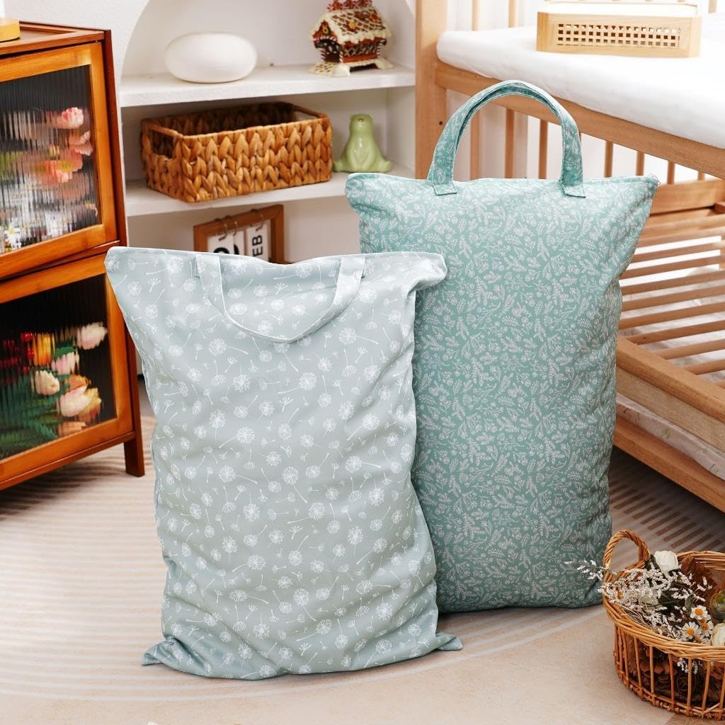 2 Pcs Travel Laundry Bags, Waterproof Patterned Clothes Bags