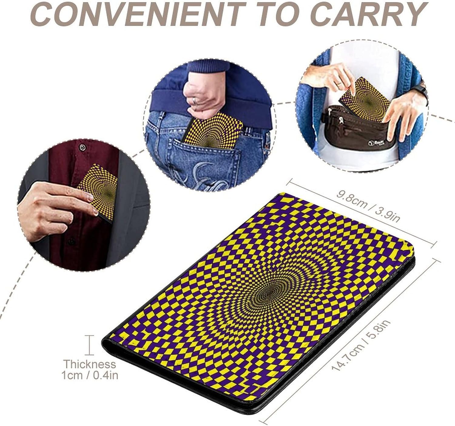 Spiral Checkered Pattern Travel Passport Holder Passports Protective Cover for Women Men with Card Slots