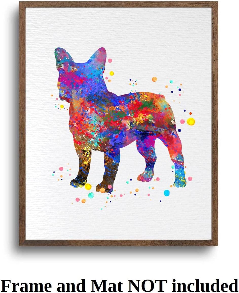 Dignovel Studios 11X14 Unframed French Bulldog Dog Frenchie Bouledogue Francais Household Animal Pet Friend Doglover Watercolor Art Print Poster Wall Hanging Decor DN770