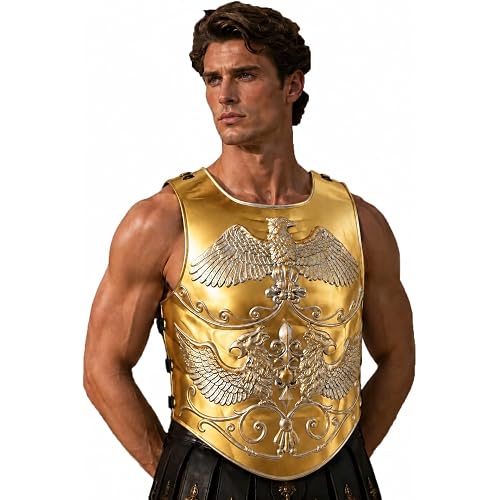 Adult Roman Warrior Chest Armor Costume Knight Armor Plastic Gladiator Breastplate with Elastic Back Straps