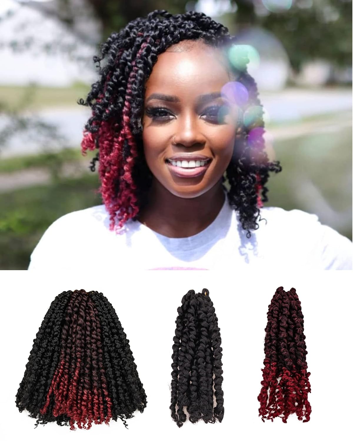 Passion Twist Crochet Hair for Black Women - Mixed Color Combo Pack (1B+T1B/BUG), 10"-9 Packs, Pre-twisted, Pre-looped, Soft Synthetic Braided Hair Extensions