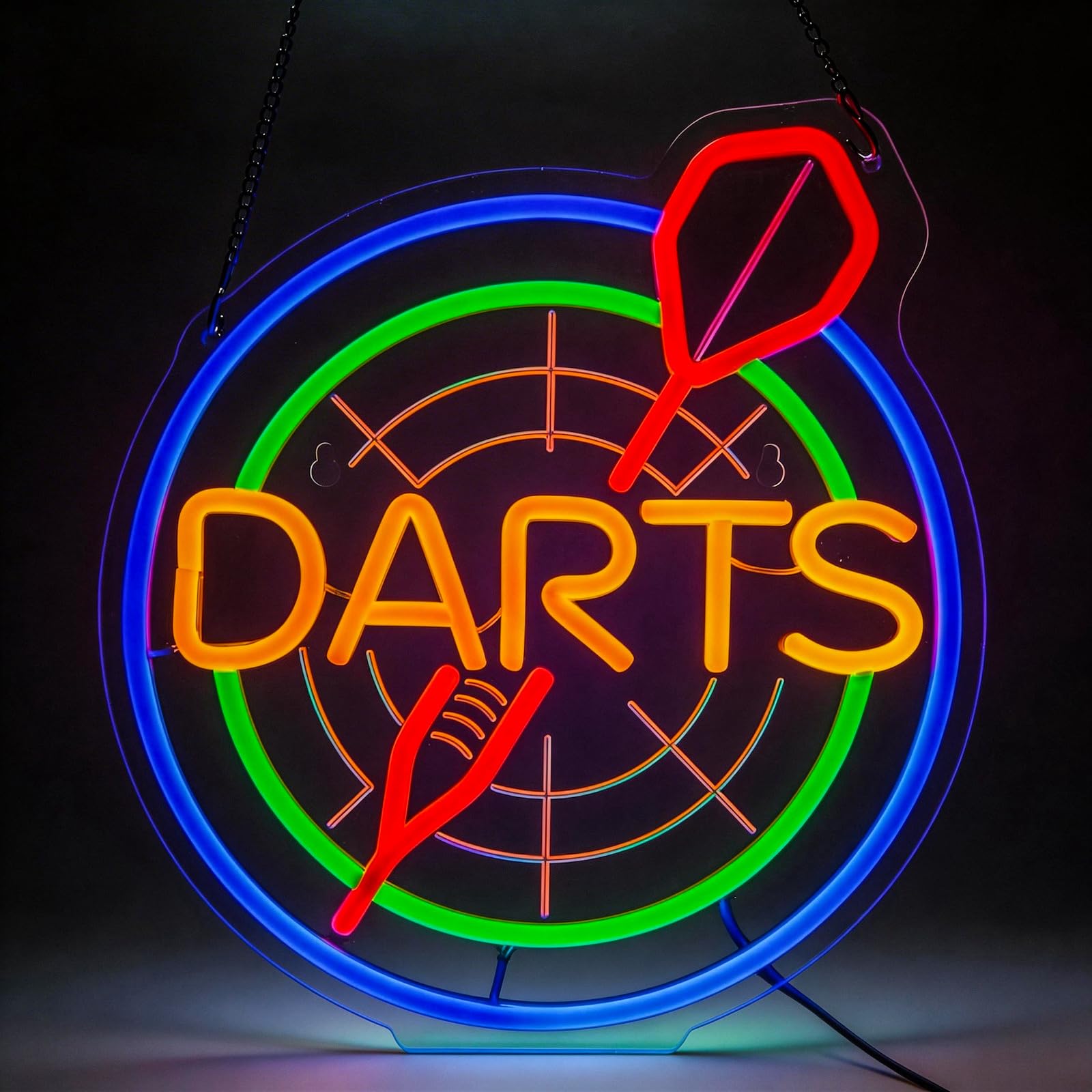Dart Neon Light Sign for Wall Decor – Dimmable LED Sign for Bedroom, Bar, Club & Man Cave Decor, Game Room Decorations – Gifts for Boys, Men, Boyfriend, Husband – 13x12" — image 1