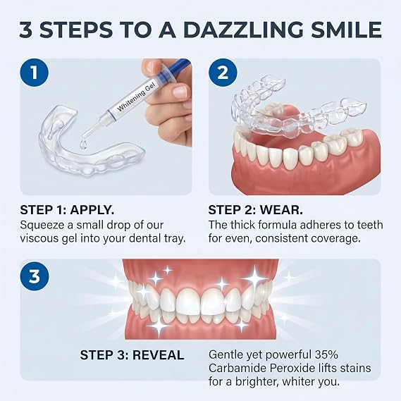 ProDental Teeth Whitening Gel Syringe Refill 8 Pack, 35% Carbamide Peroxide - 48 Treatments, Faster Results Than Tooth Whitening Strips - Pen - Powders and Toothpaste, Safe for Sensitive Teeth